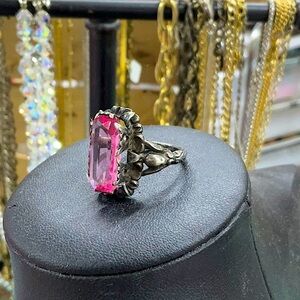 Antique Art Deco Sterling Sapphire Goddess Ring